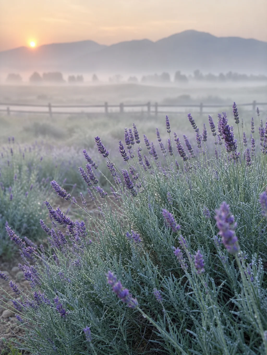 Vast purple heather plains illuminated by subtle early morning daylight