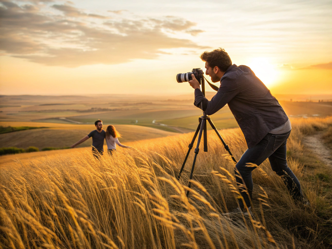 Documentary photographer observing an unscripted embrace